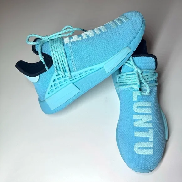 ADIDAS MEN’S HUMAN RACE NMD PHARRELL WILLIAMS ORIGINALS SIZE- 9 AQUA BLUE
